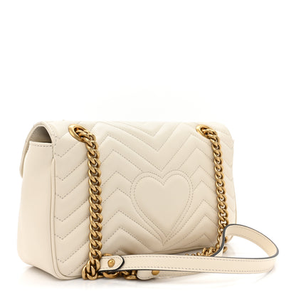 Gucci Calfskin Matelasse Small GG Marmont Shoulder Bag White 3 of 10