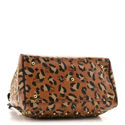 MCM Visetos Leopard Print Boston Bag Cognac 4 of 13