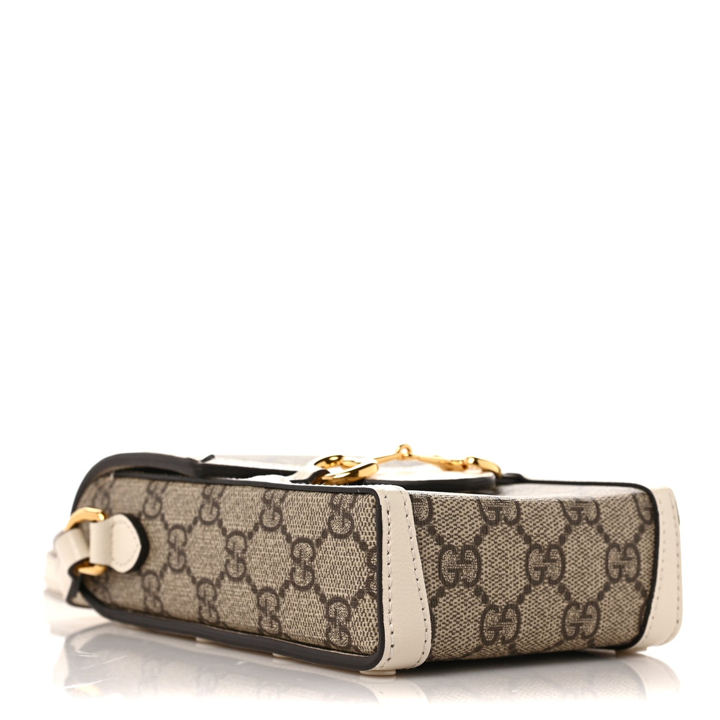 GG Supreme Monogram Azalea Calfskin Mini Horsebit 1955 Crossbody Bag Beige Ebony Mystic White