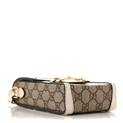 Gucci GG Supreme Monogram Azalea Calfskin Mini Horsebit 1955 Crossbody Bag Beige Ebony Mystic White 4 of 10