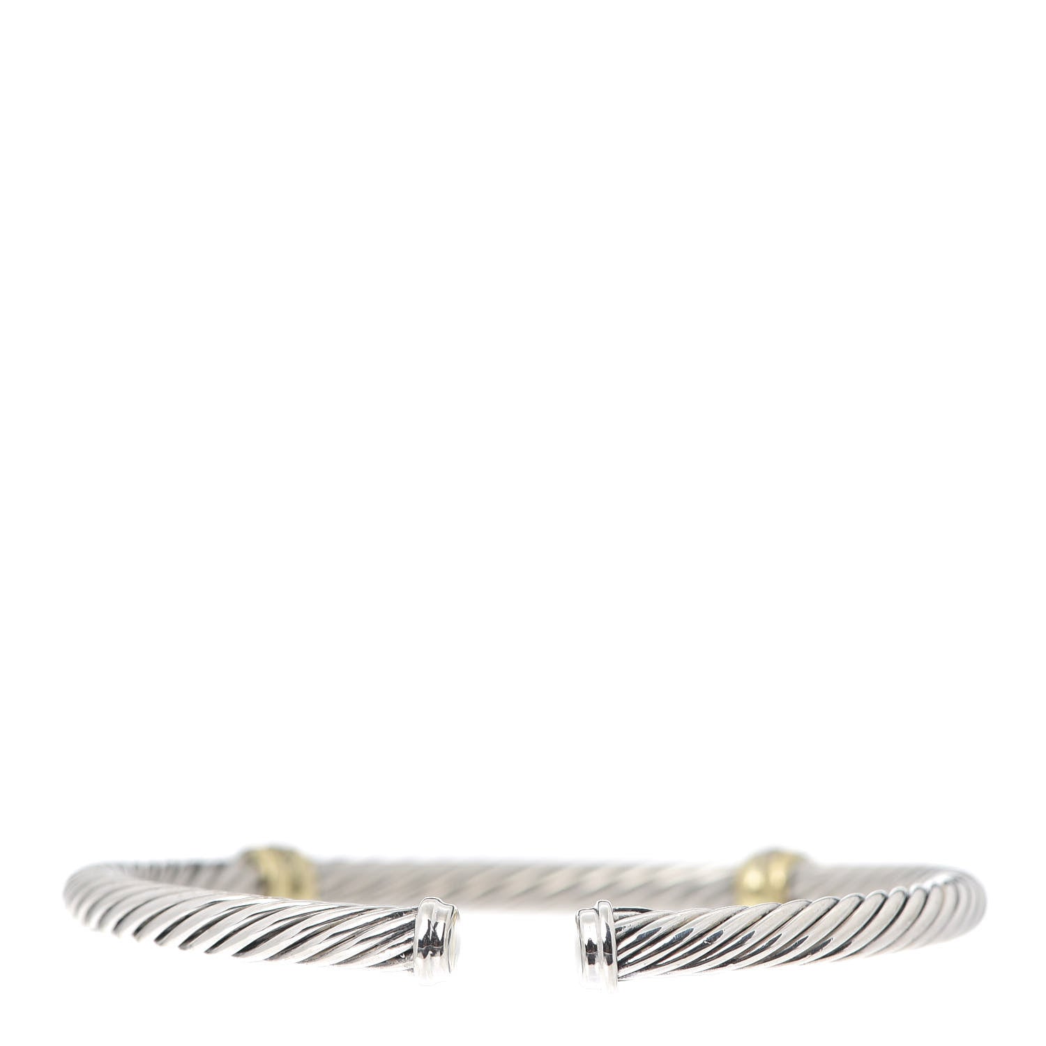 David Yurman Sterling Silver 18K Yellow Gold Diamond 5mm Cable Classics Double Station Bracelet 3 of 4