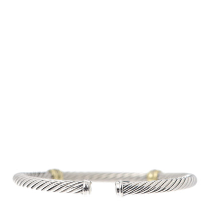 David Yurman Sterling Silver 18K Yellow Gold Diamond 5mm Cable Classics Double Station Bracelet 3 of 4