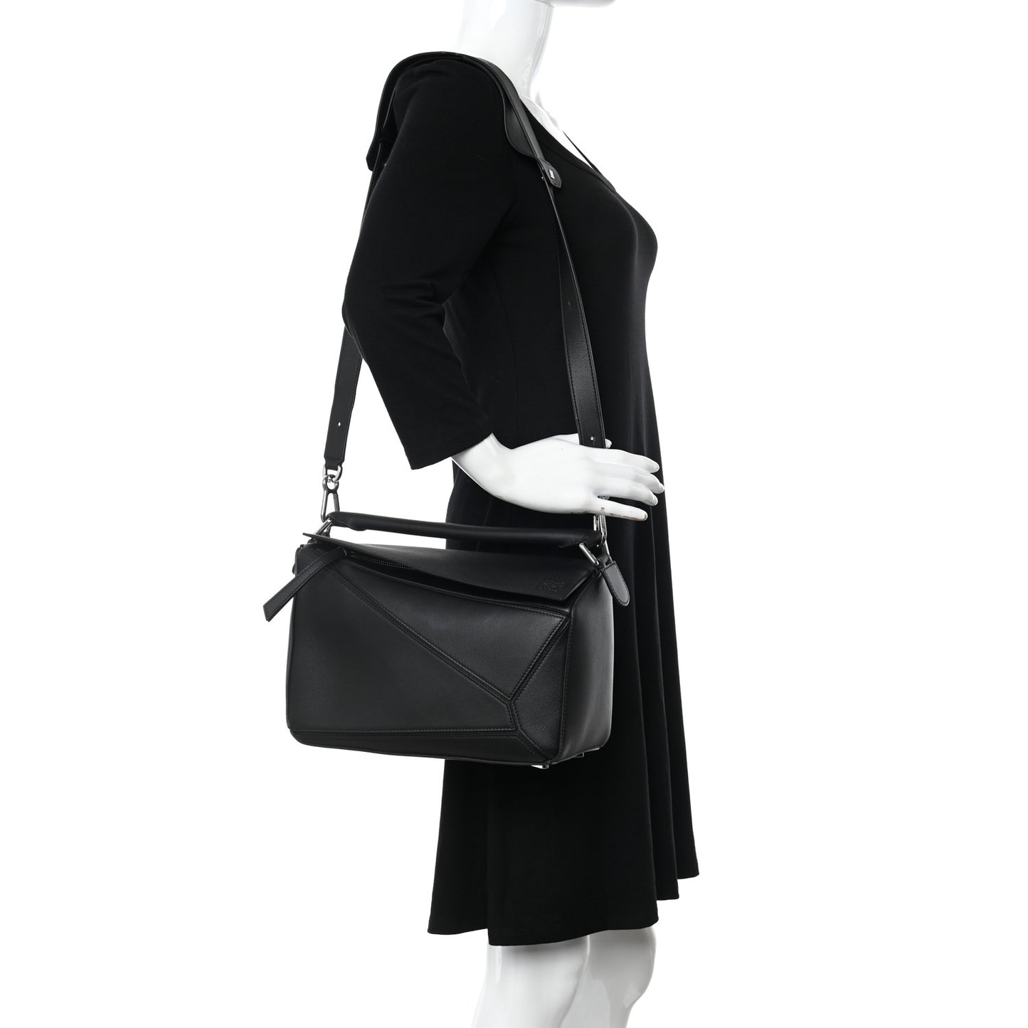 Calfskin Medium Puzzle Bag Black