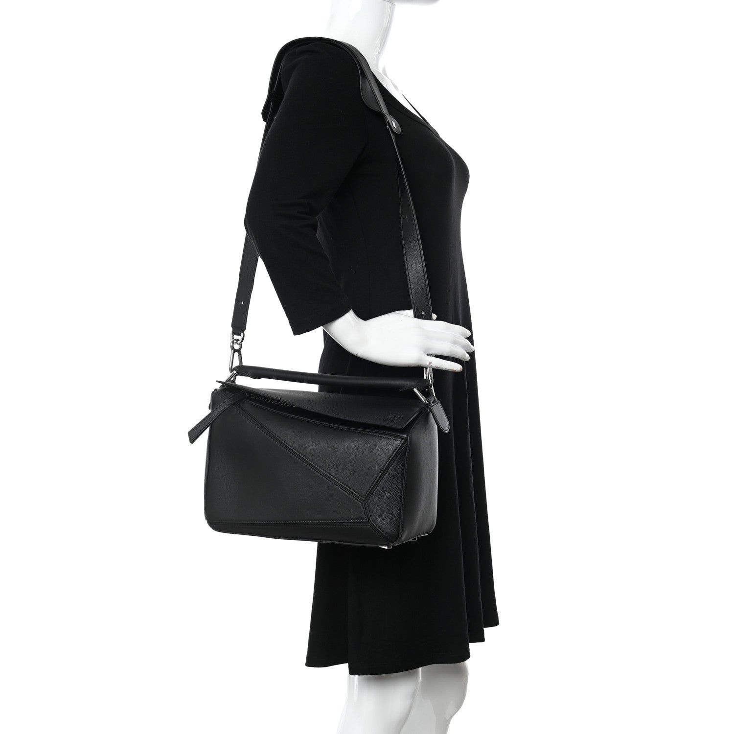 Loewe Calfskin Medium Puzzle Bag Black 2 of 9