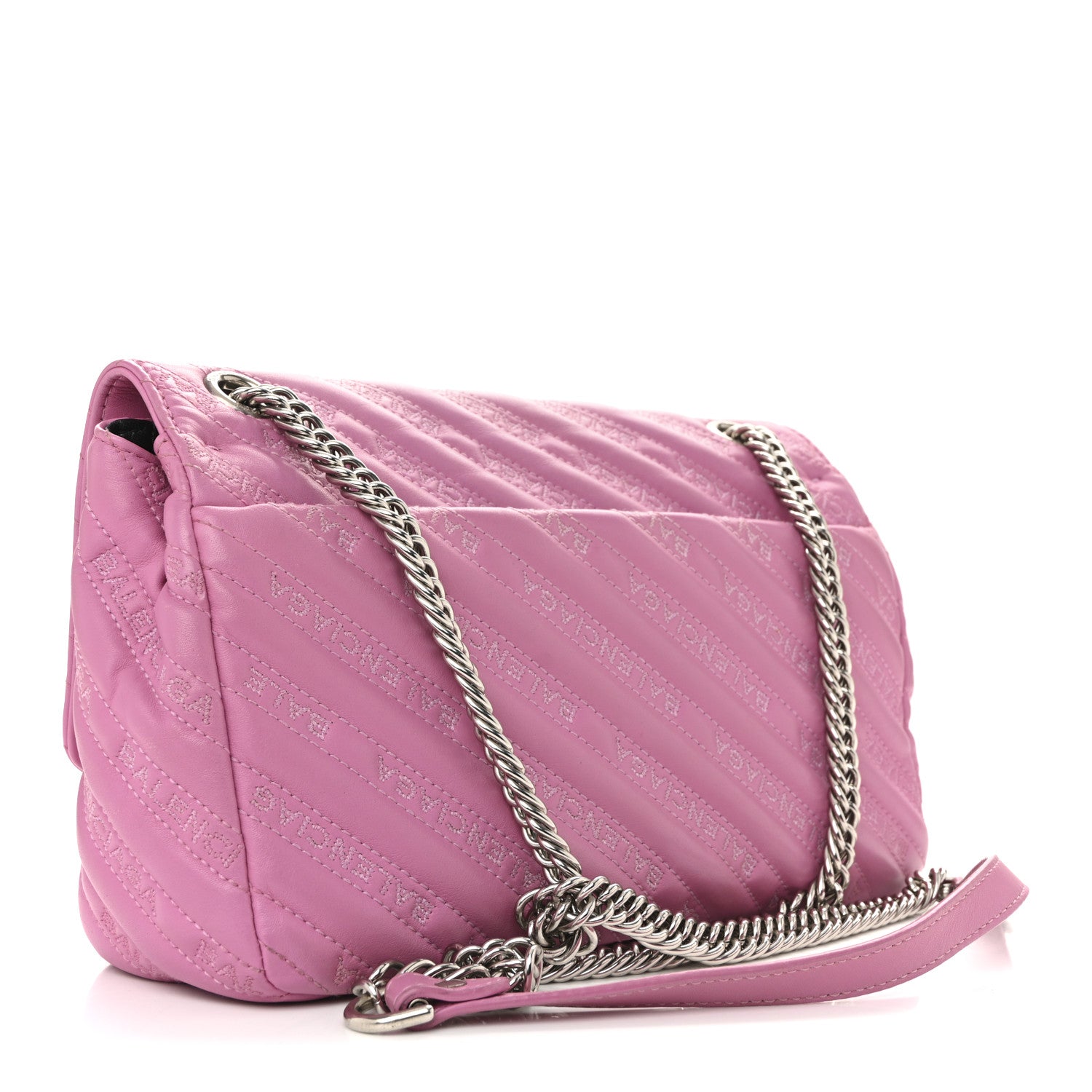 Balenciaga Calfskin Logo Matelasse M BB Chain Shoulder Bag Pink 3 of 14