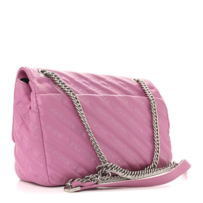 Balenciaga Calfskin Logo Matelasse M BB Chain Shoulder Bag Pink 3 of 14