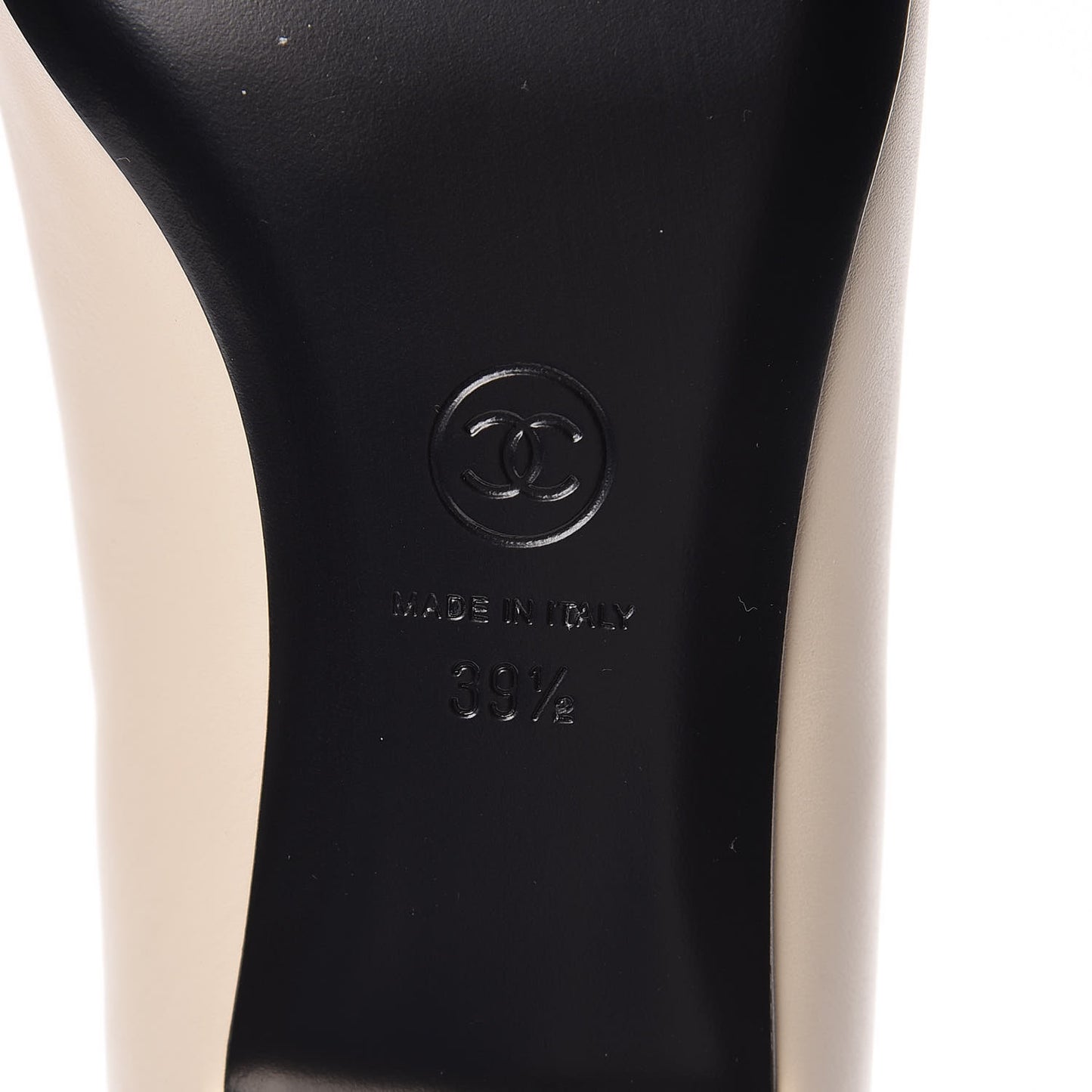 Crumpled Calfskin Cap Toe Ballerina Flats 39.5 White Black