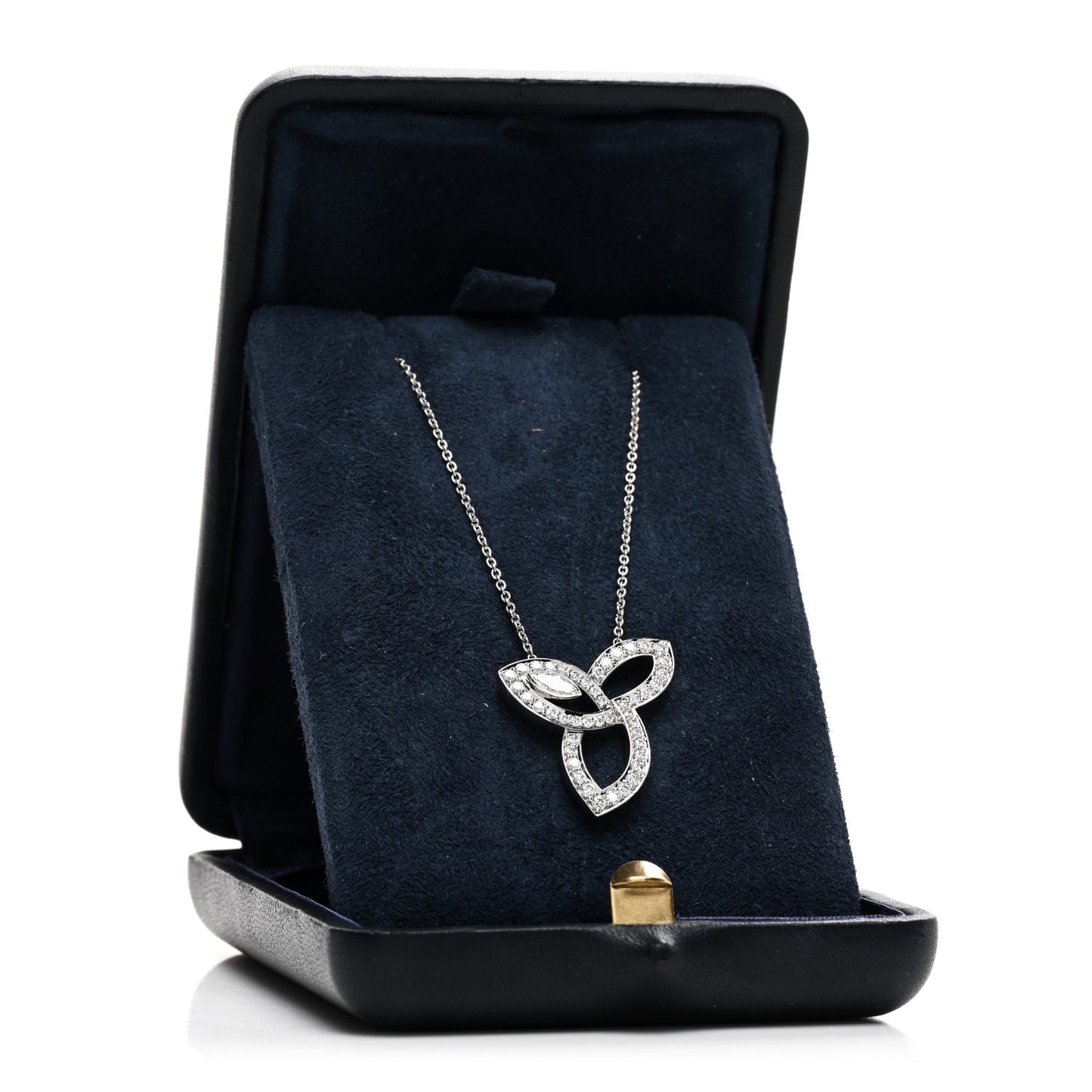 Platinum Diamond Lily Cluster Pendant Necklace