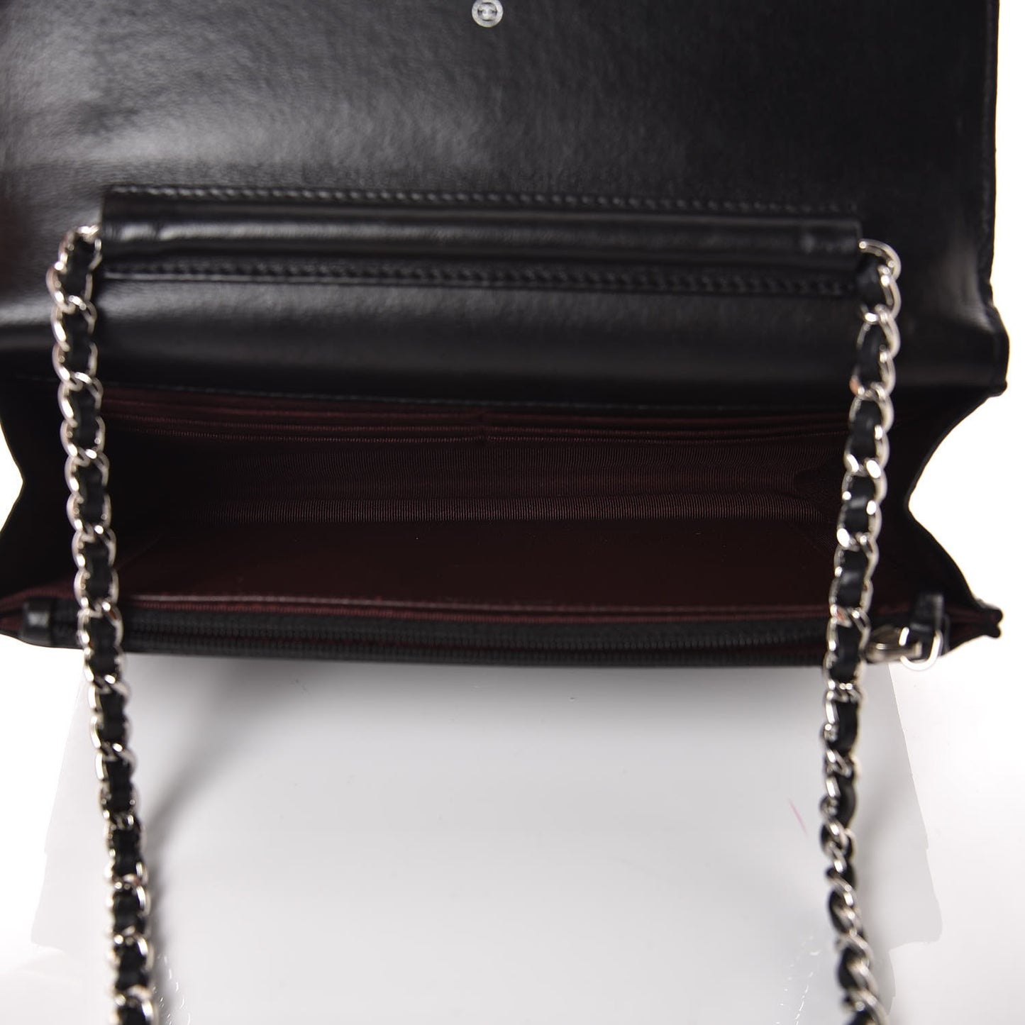 Lambskin Quilted Wallet On Chain WOC Black