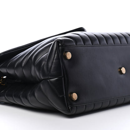 Saint Laurent Calfskin Y Quilted Monogram Large Loulou Chain Satchel Black 7 of 9