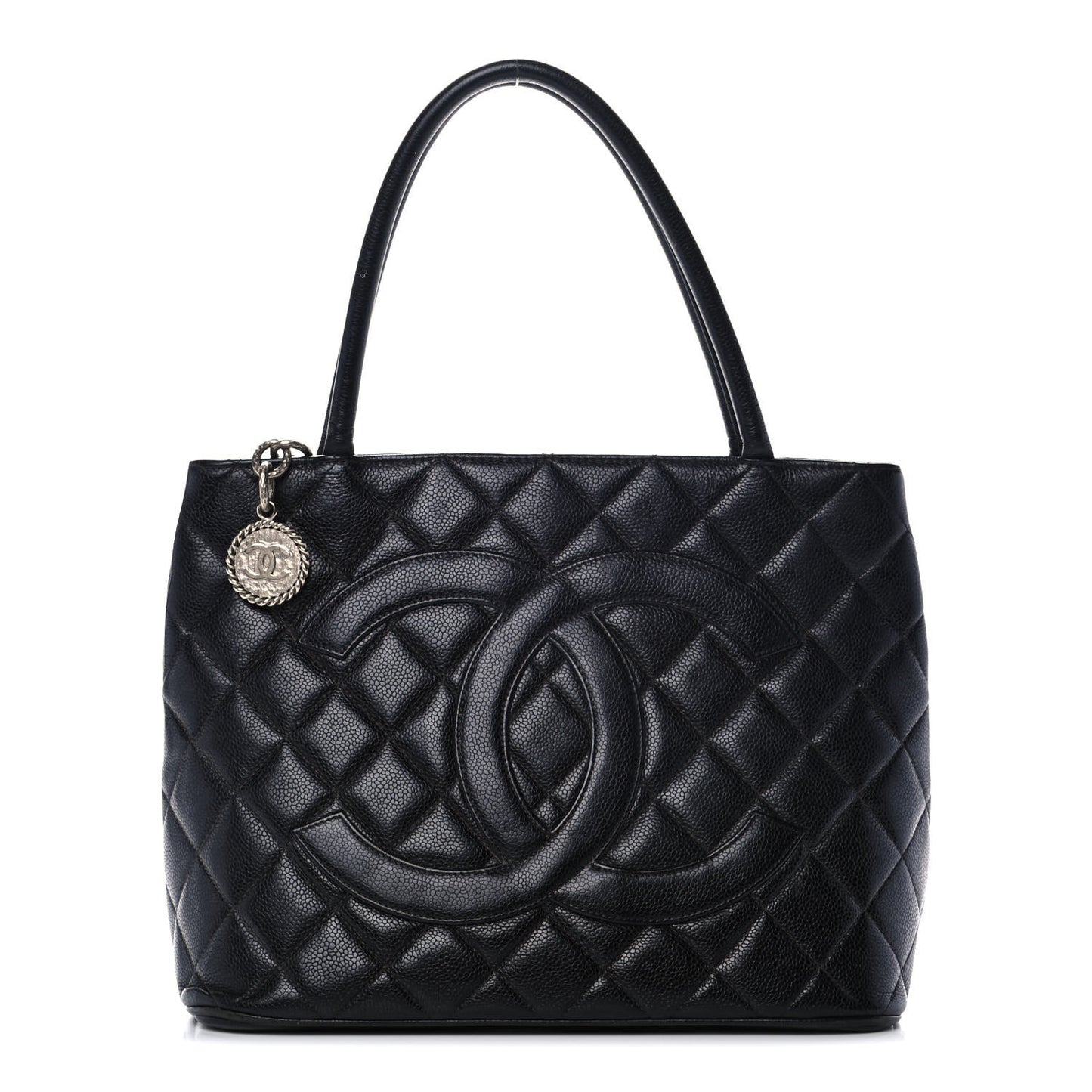 Caviar Quilted Medallion Tote Black