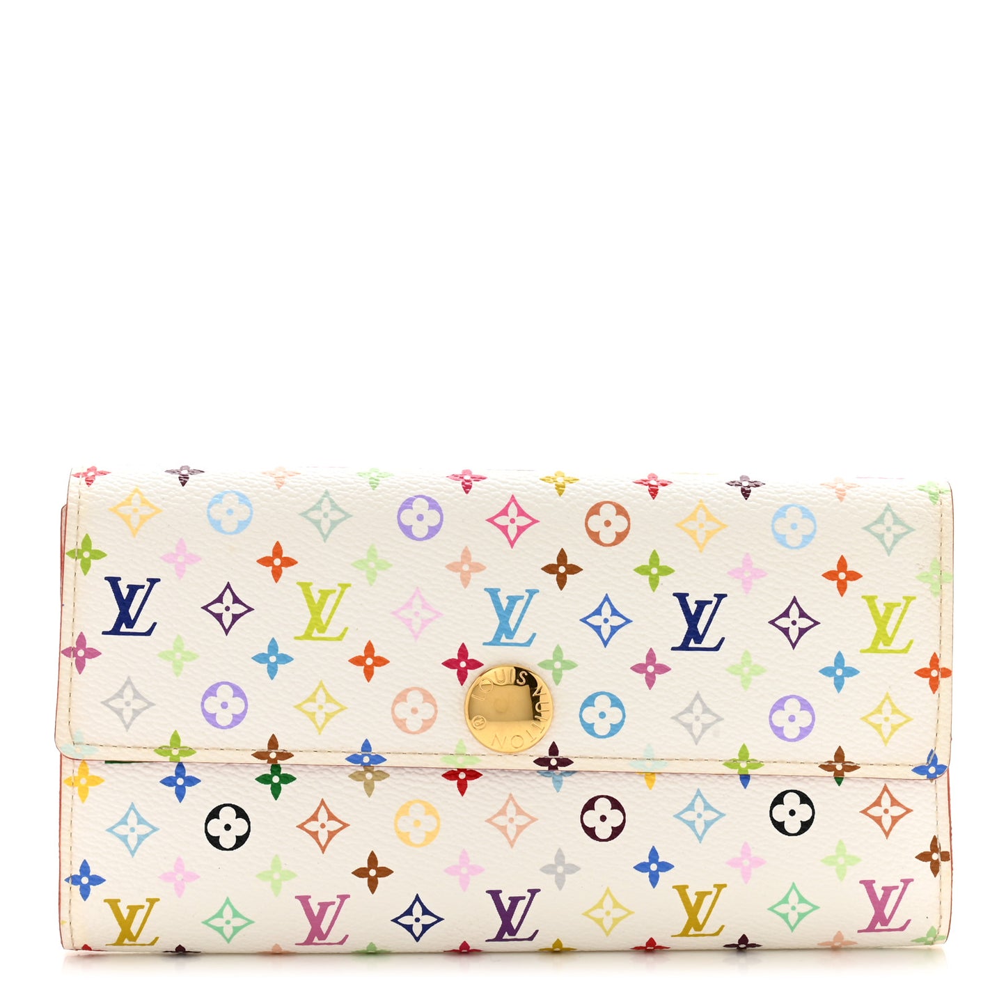 LOUIS VUITTON Monogram Multicolor Sarah Wallet White Litchi