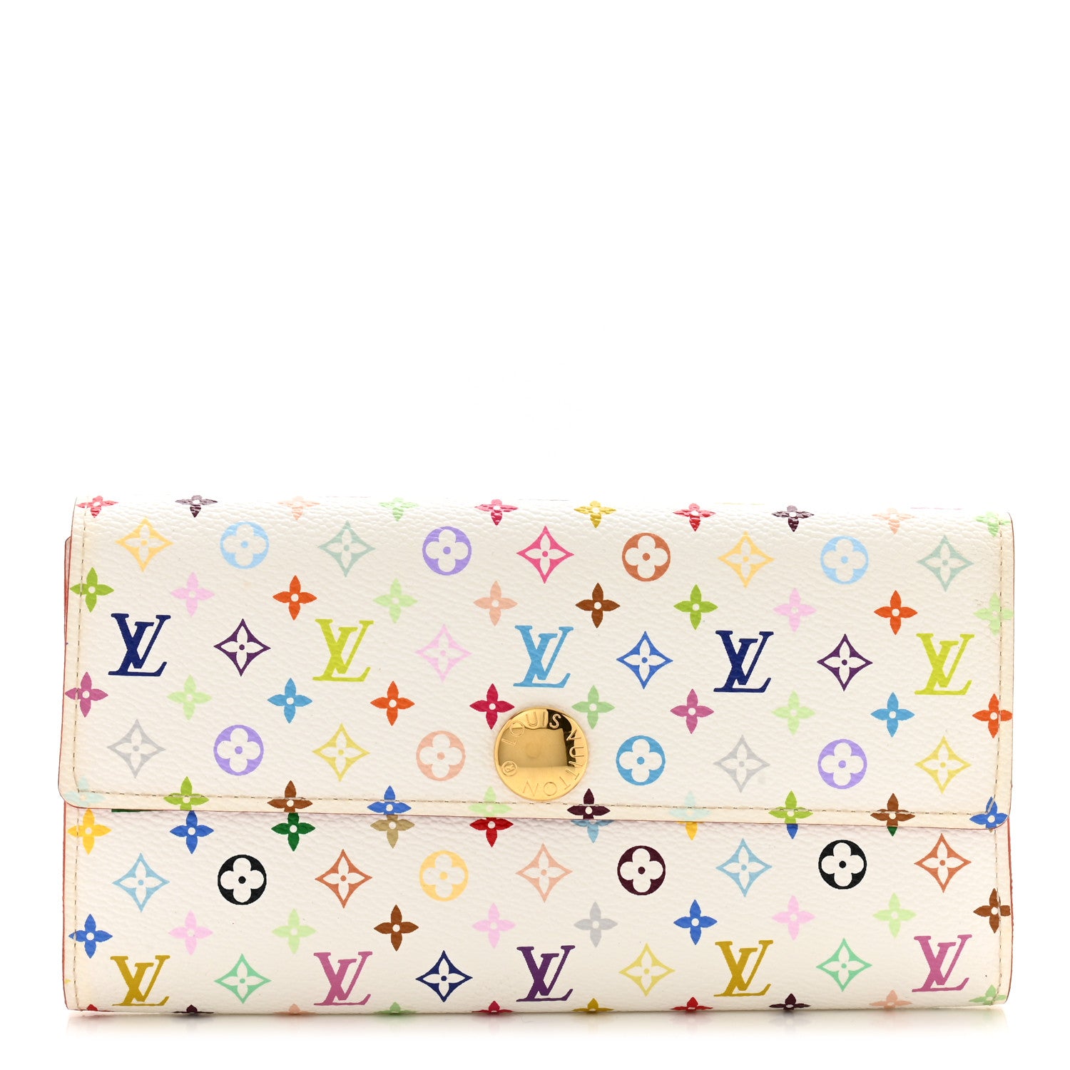 Louis Vuitton LOUIS VUITTON Monogram Multicolor Sarah Wallet White Litchi 1 of 11