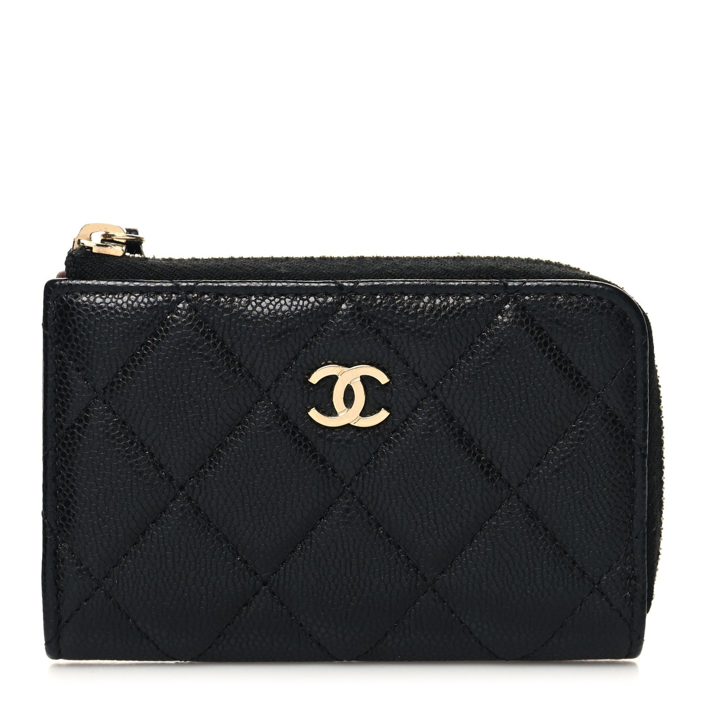 Caviar Quilted Zipped Key Holder Case Black