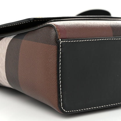 Burberry Coated Canvas Calfskin Vintage Check Medium Note Crossbody Bag Dark Birch Black 8 of 9