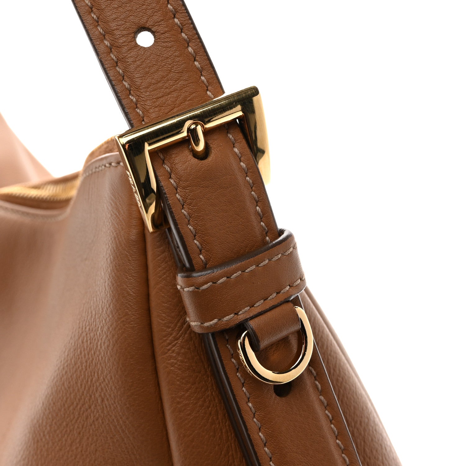 Prada Soft Calfskin Large Aimee Shoulder Bag Caramel 11 of 12