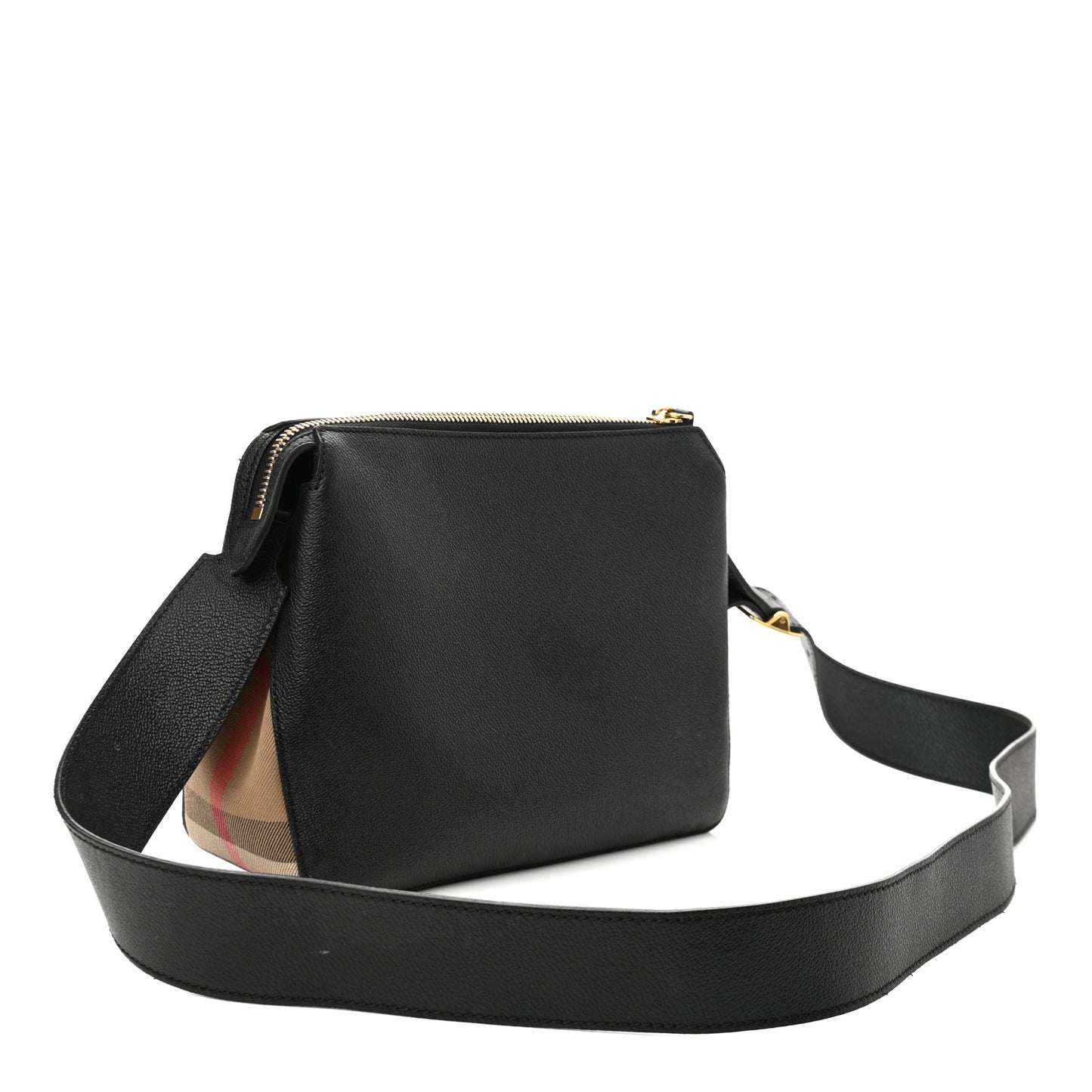 Soft Grain Calfskin House Check Small Helmsley Crossbody Black