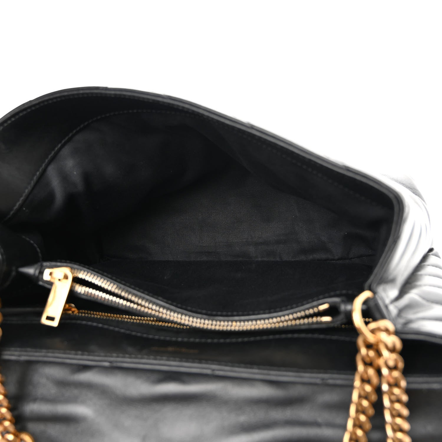 Saint Laurent Calfskin Y Quilted Monogram Medium Loulou Chain Satchel Black 5 of 11