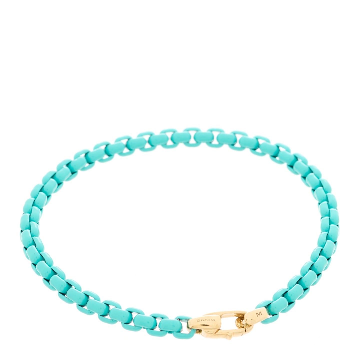 Stainless Steel 14K Yellow Gold Acrylic Bel Aire 4mm Chain Bracelet Turquoise