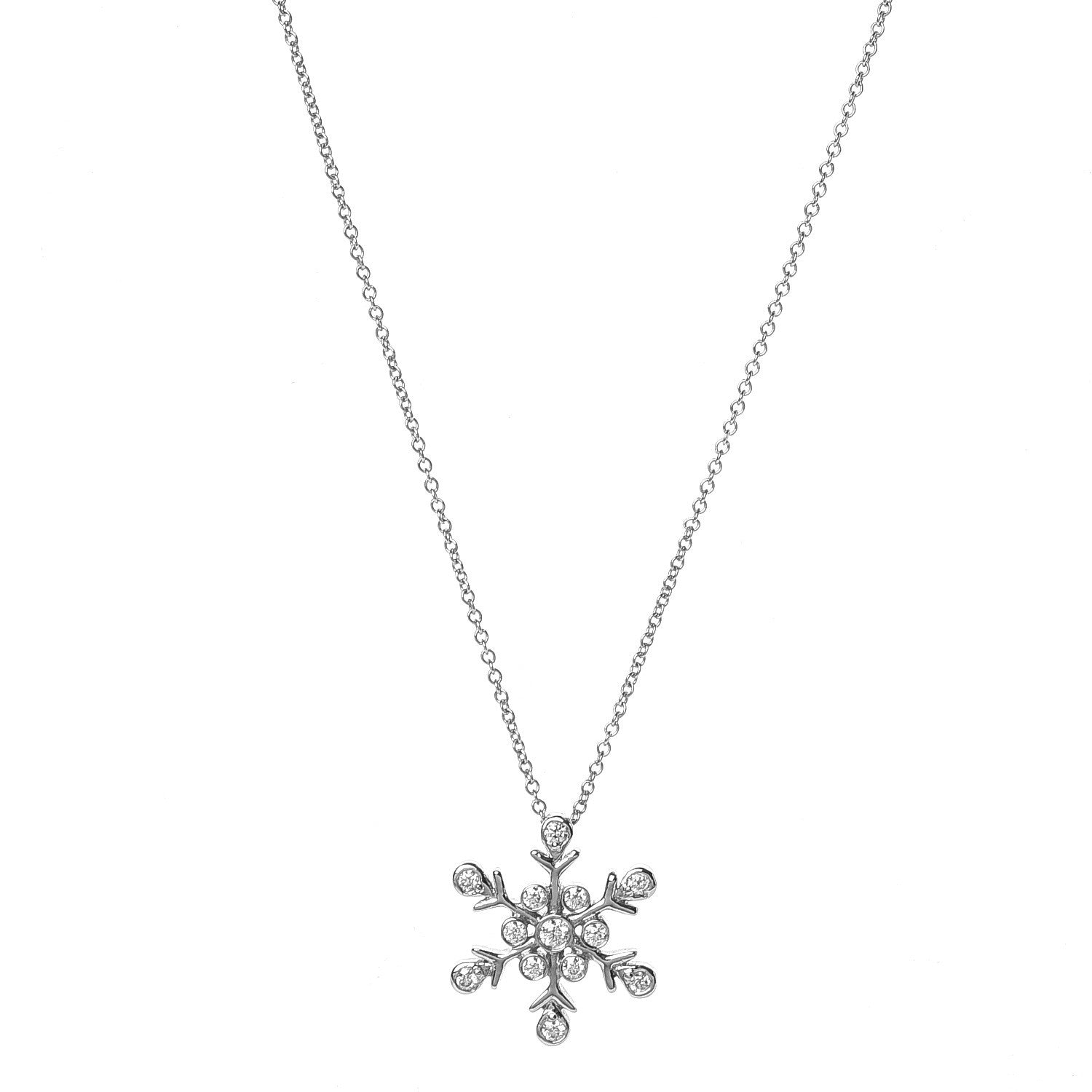Tiffany Platinum Diamond Snowflake Pendant Necklace 1 of 7