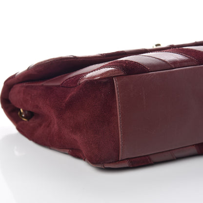 Chanel Suede Lambskin Glazed Calfskin Large Lady Vintage Chevron Flap Burgundy 8 of 14