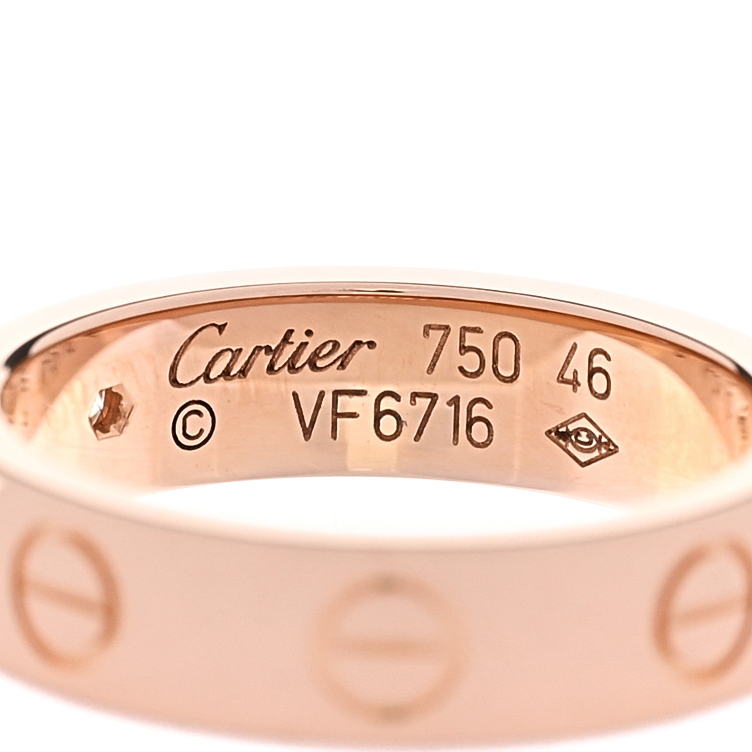Cartier 18K Pink Gold Diamond 4mm LOVE Wedding Band Ring 46 3.75 4 of 6