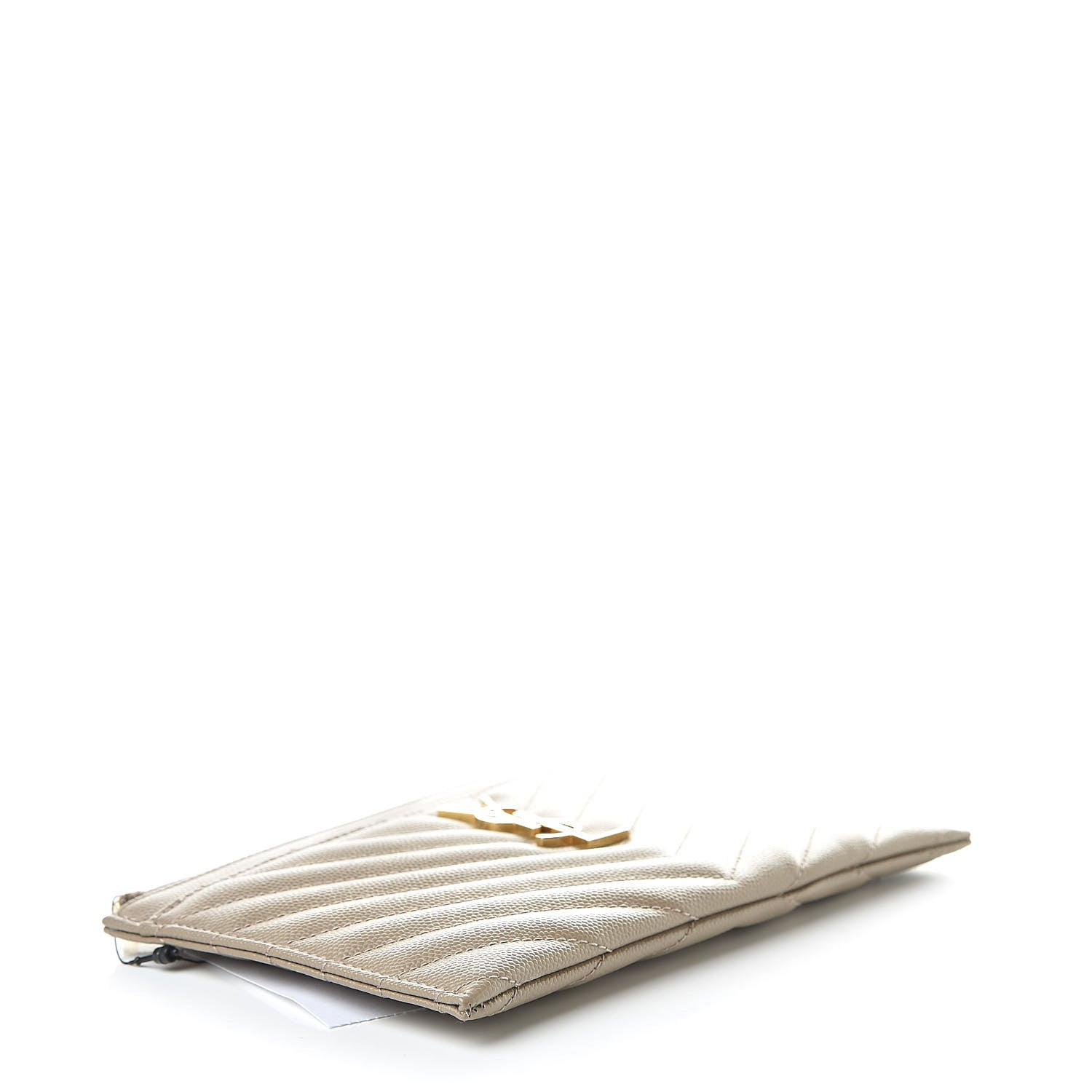 Saint Laurent Grain De Poudre Chevron Monogram Bill Pouch Dusty Grey 4 of 7