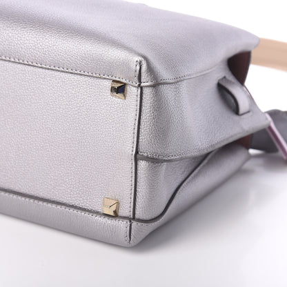 MCM Metallic Grained Calfskin Medium Milla Tote Spike Silver 10 of 10