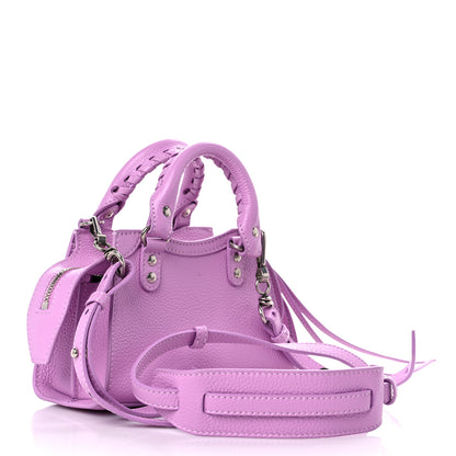 Balenciaga Grained Calfskin Neo Classic Silver Hardware Nano City Crossbody Lilac 2 of 8