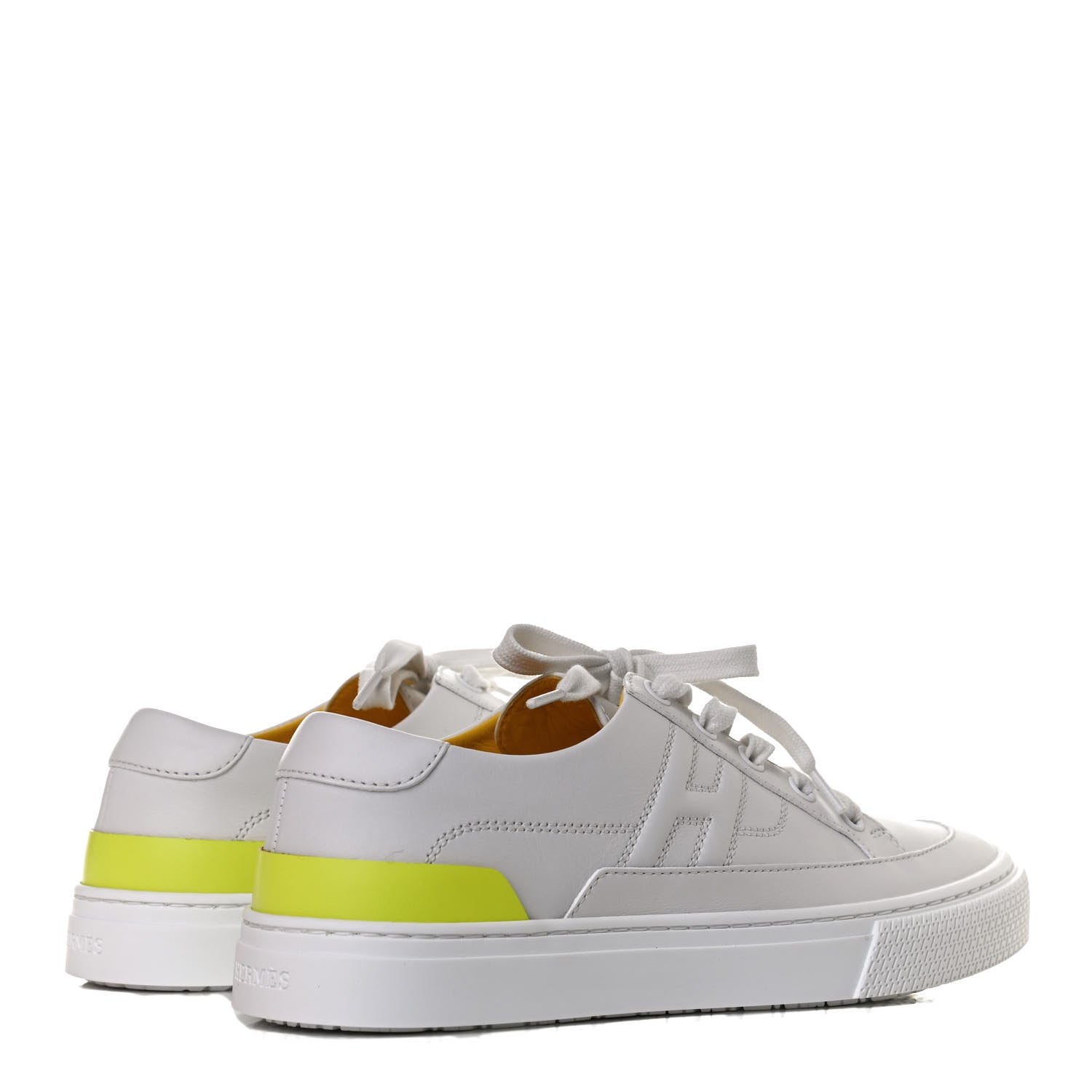 Hermes Calfskin Deep Sneakers 37 White Yellow 4 of 10