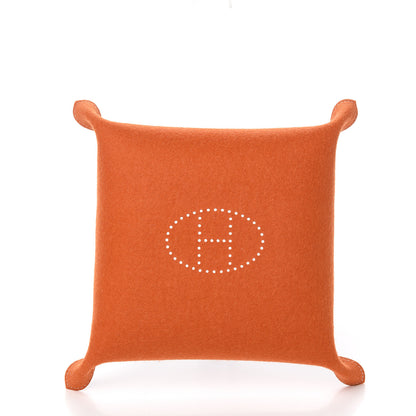 Hermes Taurillon Clemence Felt Bridge Mises et Relances Change Tray Orange Fauve 2 of 6