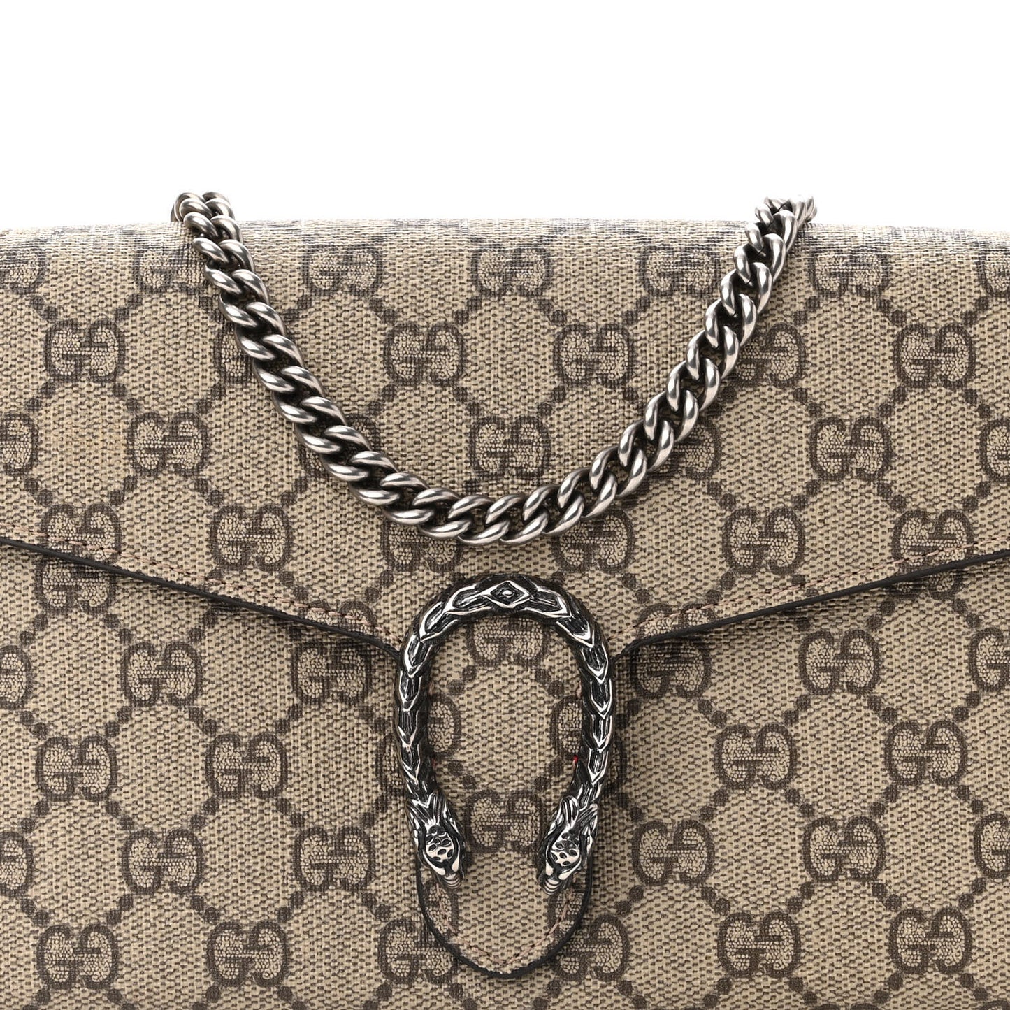GG Supreme Monogram Mini Dionysus Chain Wallet Beige Vulcanic Red