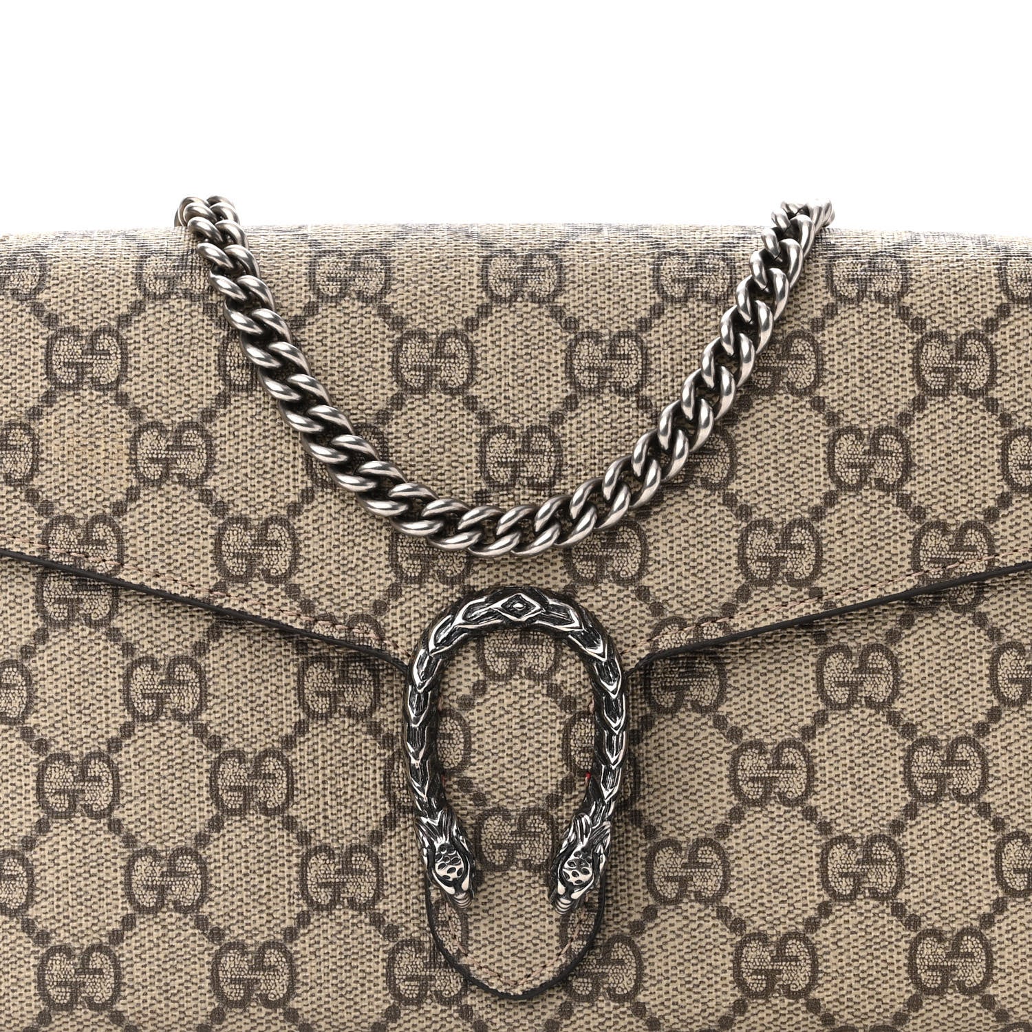 Gucci GG Supreme Monogram Mini Dionysus Chain Wallet Beige Vulcanic Red 8 of 10