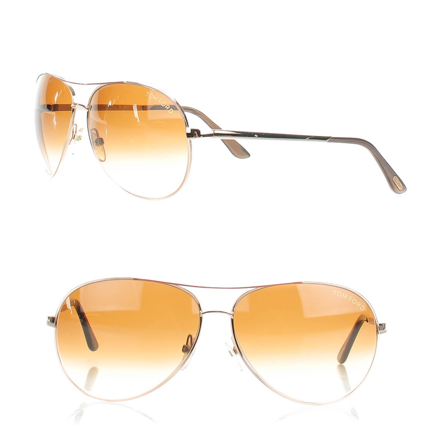 Tom Ford Metal Charles Aviator Sunglasses TF35 Gold 1 of 6