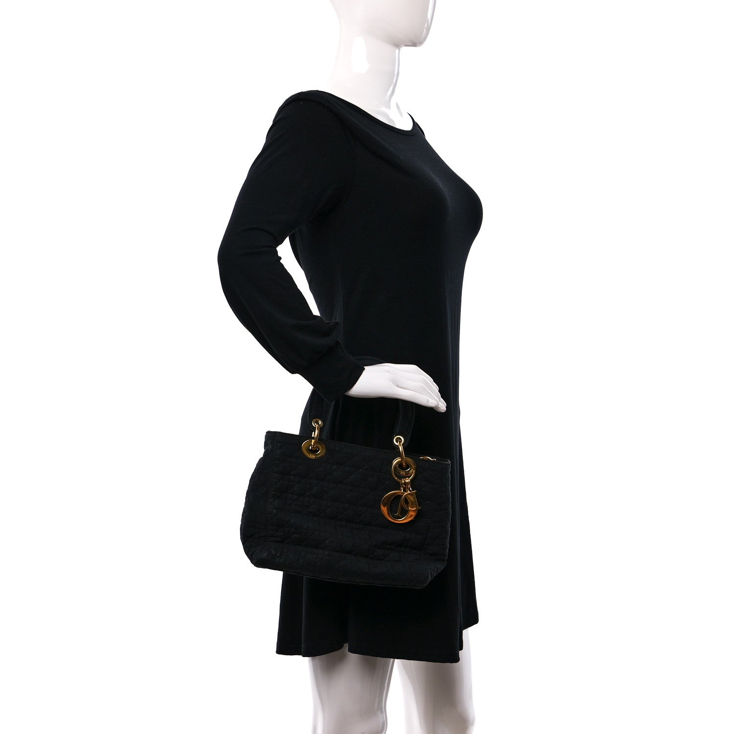 Christian Dior Nylon Cannage Large Lady Dior Black 2 of 11