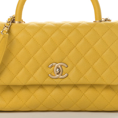 Chanel Caviar Quilted Small Coco Handle Flap Yellow 8 of 13
