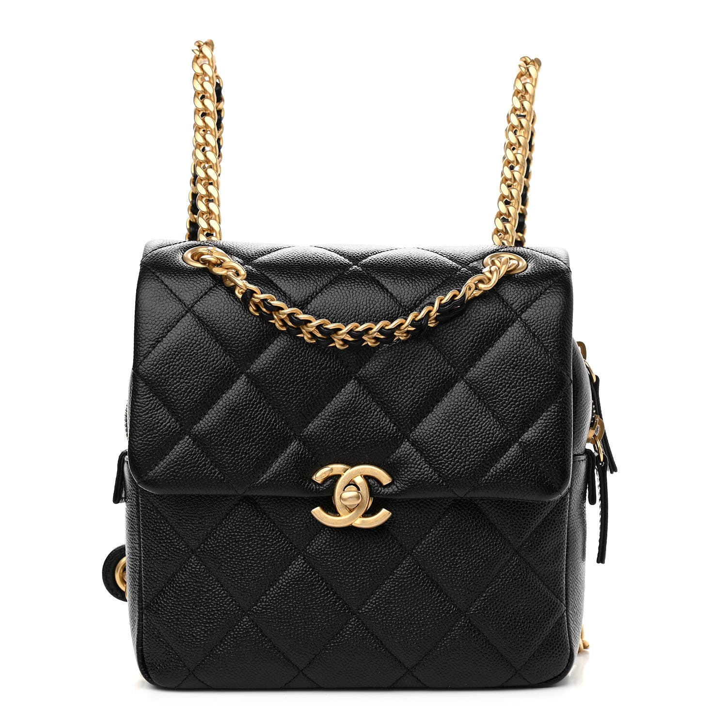 Chanel Shiny Caviar Quilted Chain Melody Backpack Black 1 of 11