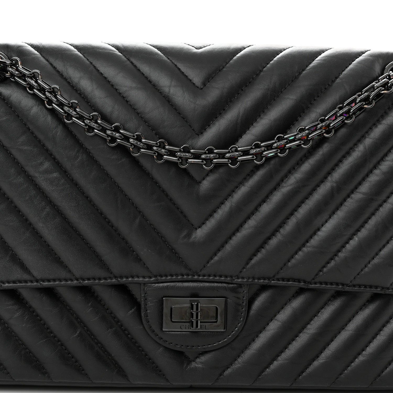 Chanel Aged Calfskin Chevron Quilted 2.55 Reissue 226 So Black 8 of 10