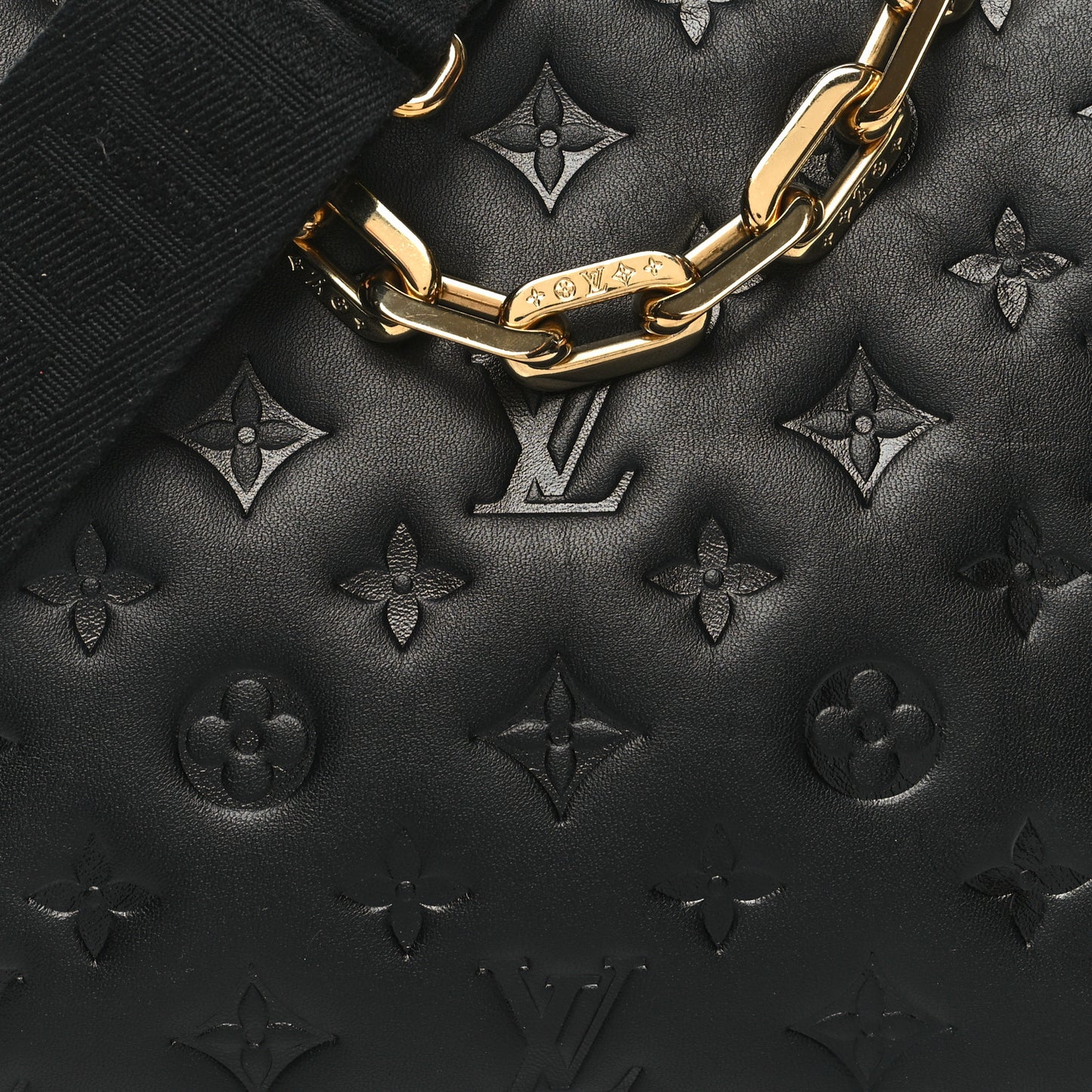Lambskin Embossed Monogram Coussin PM Black