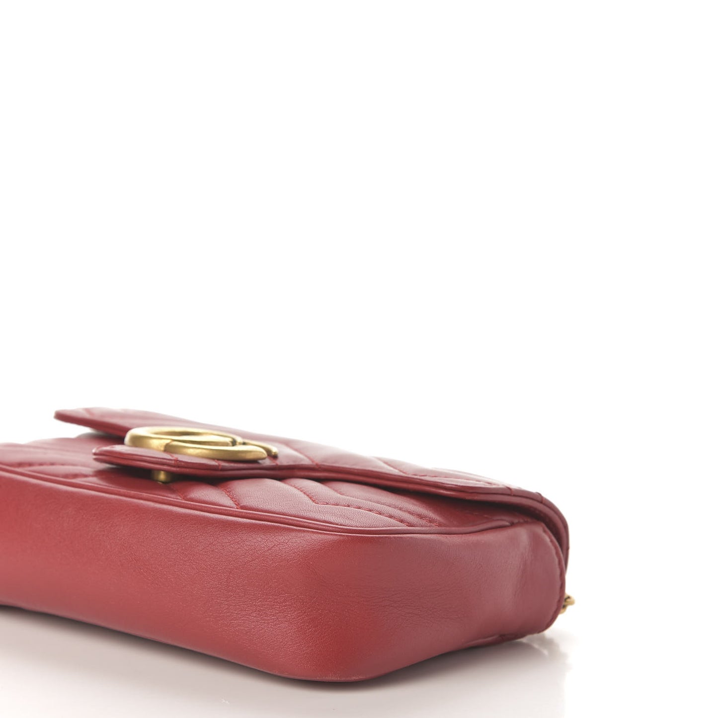 Calfskin Matelasse Super Mini GG Marmont Shoulder Bag Hibiscus Red