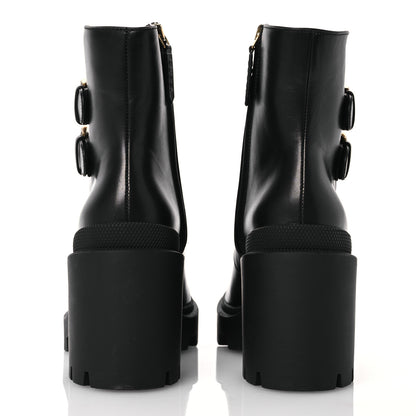 Gucci Kensington Calfskin Nappa GG Supreme Monogram Womens Double Buckle Ankle Boots 36.5 Black 5 of 12