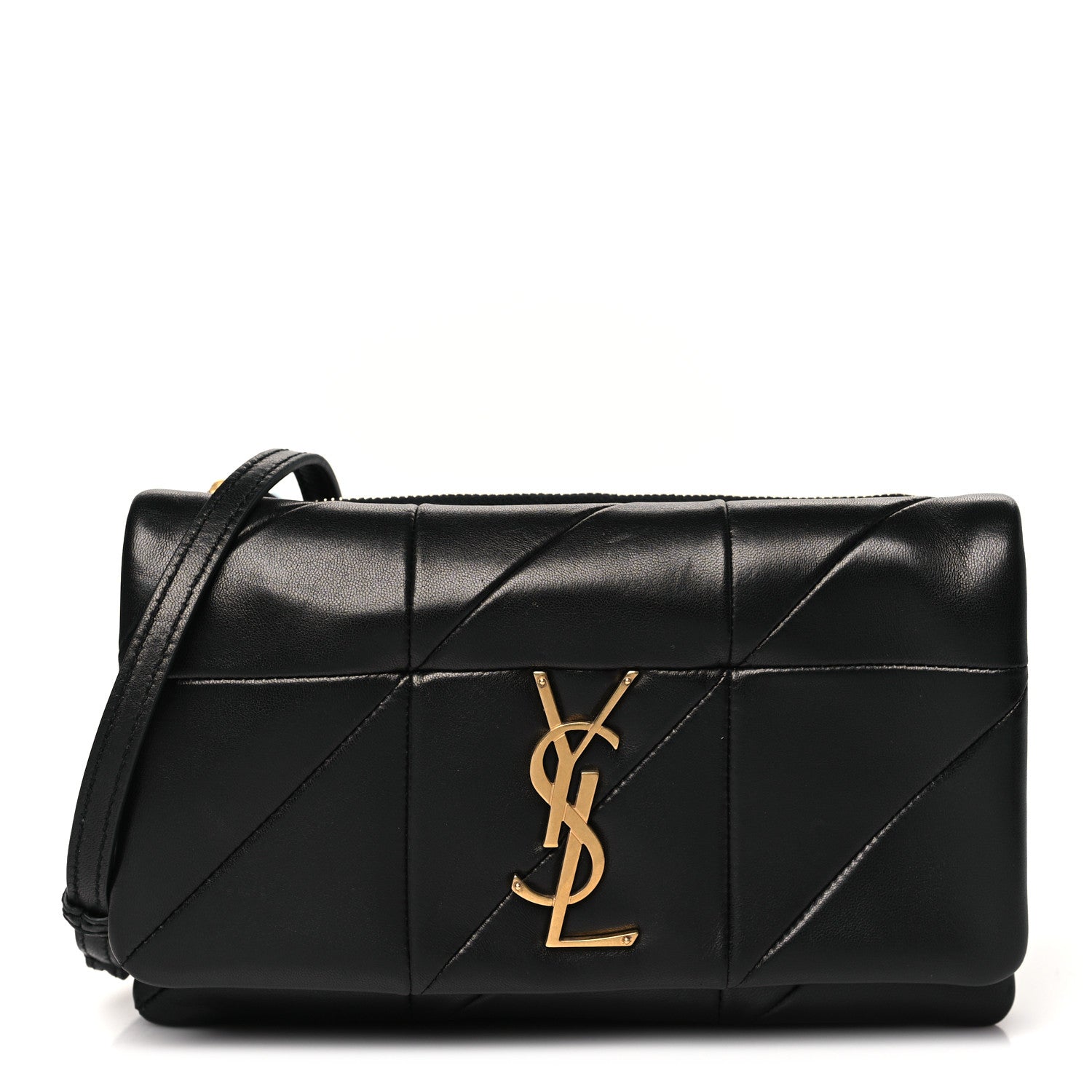 Saint Laurent Lambskin Patchwork Monogram Jamie Chain Wallet Black 1 of 9