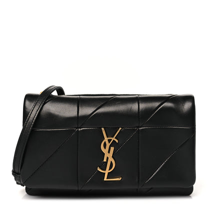Saint Laurent Lambskin Patchwork Monogram Jamie Chain Wallet Black 1 of 9
