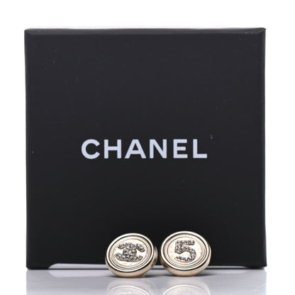 Chanel Crystal CC Round Earrings Light Gold 5 of 5