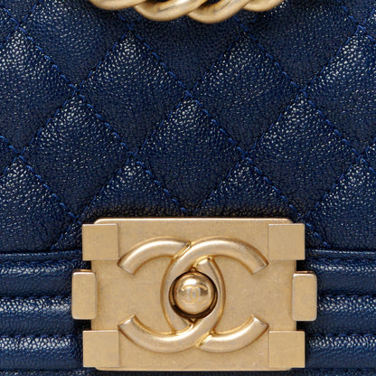 Chanel Caviar Quilted Small Boy Flap Navy 8 of 10