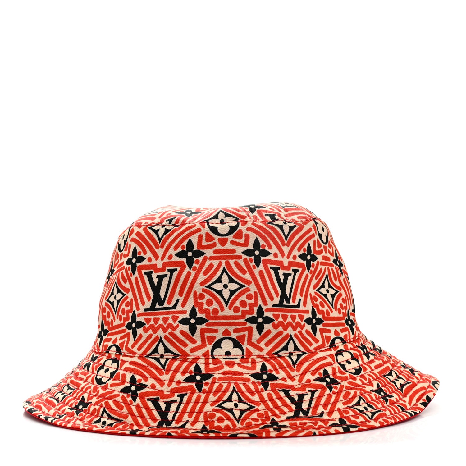 Louis Vuitton Nylon Canvas Monogram Giant Crafty Reversible Bucket Hat M Creme Rouge 4 of 14