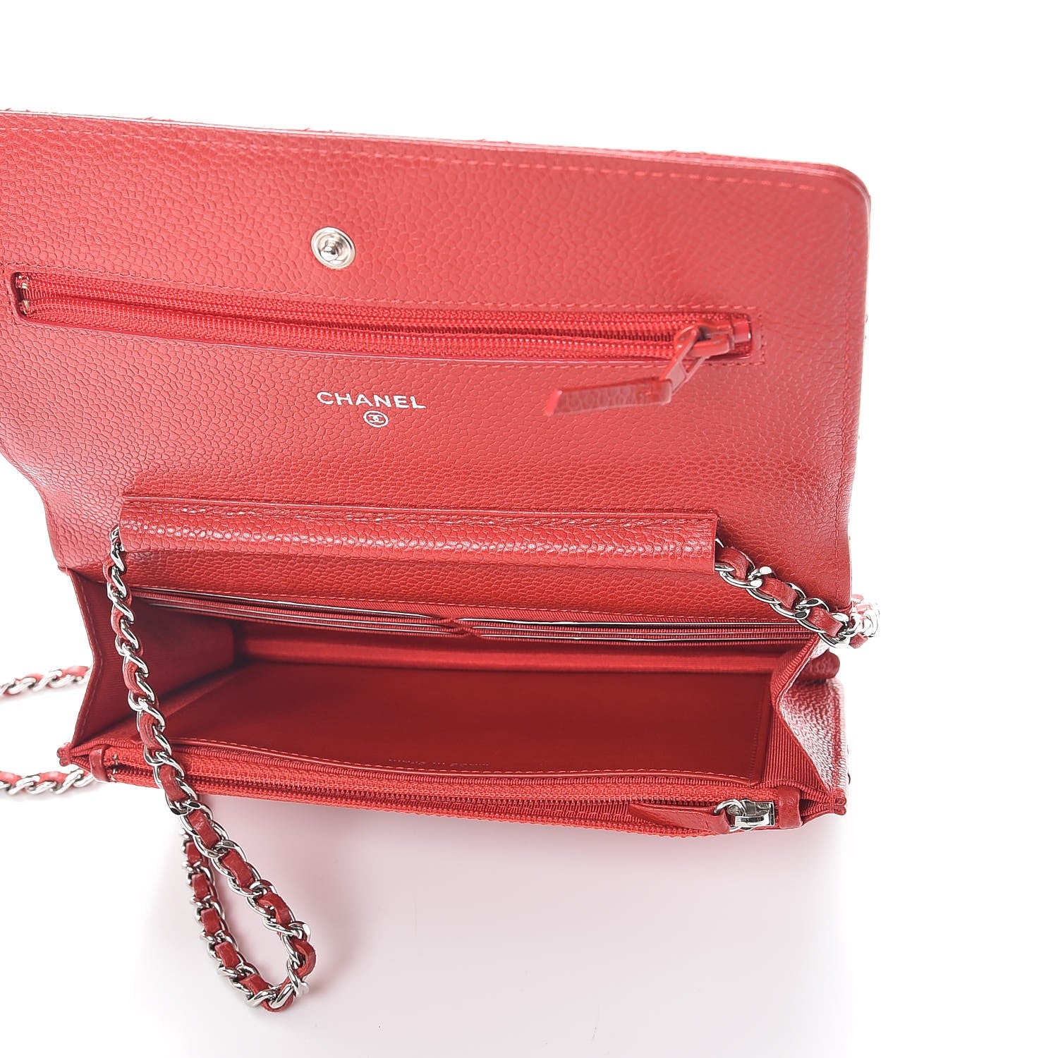 Chanel Caviar Quilted Wallet on Chain WOC Red 5 of 9