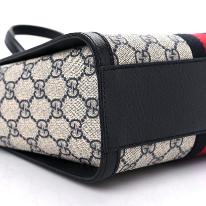 Gucci GG Supreme Monogram Textured Dollar Calfskin Web Small Ophidia Tote Bag Beige Blue 8 of 11