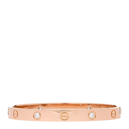Cartier 18K Pink Gold 4 Diamond LOVE Bracelet 17 2 of 7