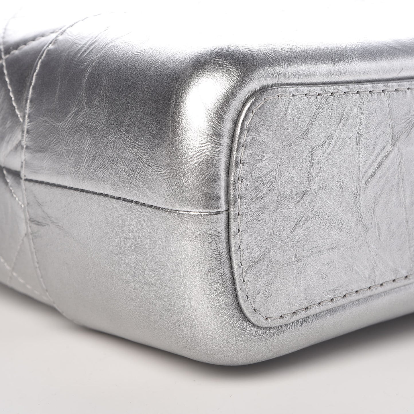Metallic Lambskin Calfskin Quilted Medium Gabrielle Hobo Silver